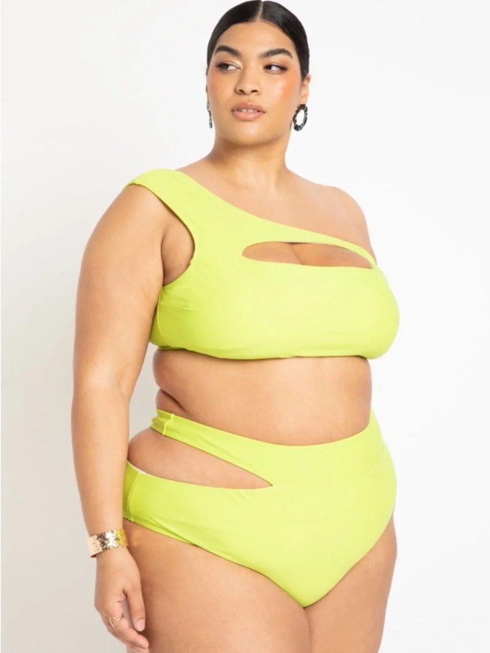 Gabi Fresh Swim x ELOQUII Cutout‎ One Shoulder Bikini